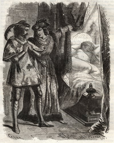 En soulevant une porte, il montre au mari sa propre femme allongée nue. Louis Ier de Valois, duc d