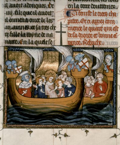CROISADE Septième: Louis IX partant pour la 7ème croisade (1248-54) - French School