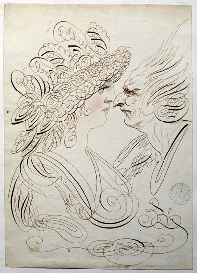 Calligraphie : Portraits de profil vers 1780 - French School