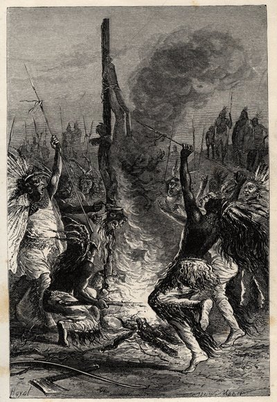 Cannibalisme - Terre de Feu au Chili au XIXe siècle - gravure de "L