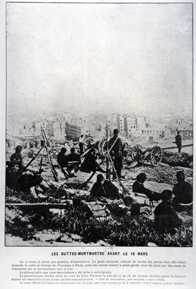 Canons sur les Buttes-Montmartre à la veille du 18 mars 1871 (photo en noir et blanc) - French School