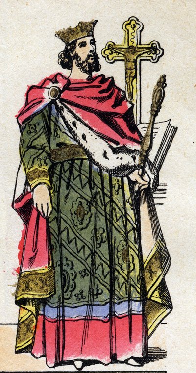 Dynastie capétienne : Portrait de Robert II le Pieux (972-1031), Roi des Francs de 996 à 1031. Imagerie d