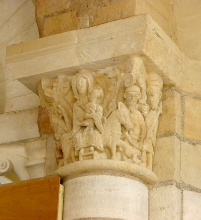 Chapiteau représentant la fuite en Égypte - French School