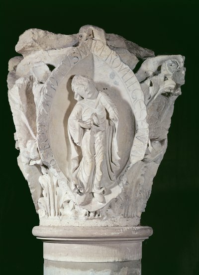 Chapiteau représentant la deuxième clé du plain-chant, vers 1095 - French School