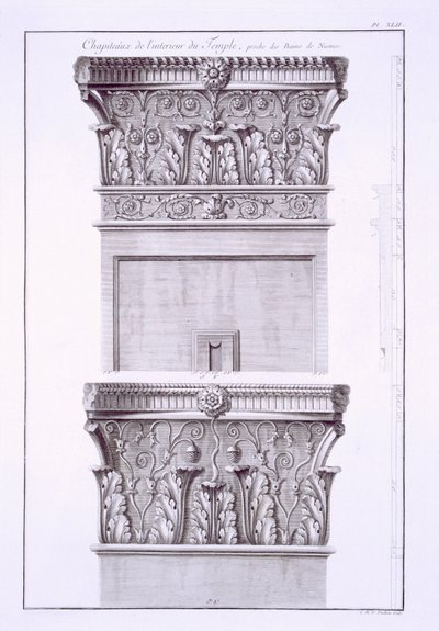 Chapiteaux du temple près des thermes romains, Nîmes - French School