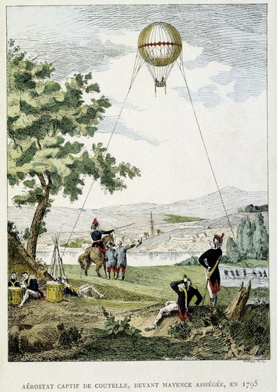 Aérostat captif par Jean Marie Joseph Coutelle (1748-1835), avant Mayence assiégée - French School