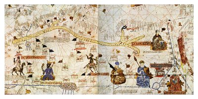 Routes caravanières du Sahara en 1413, extrait de 