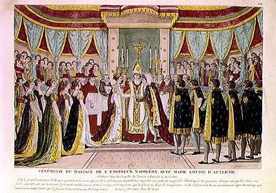 Le cardinal Joseph Fesch (1763-1839) bénissant le mariage de Napoléon Bonaparte I (1769-1821) et Marie-Louise de Habsbourg-Lorraine dans la chapelle du Louvre, 2 avril 1810 - French School