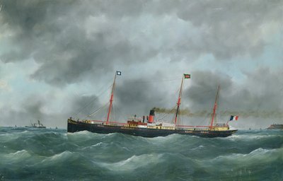 Vapeur cargo battant pavillon de la Compagnie péninsulaire du Havre - French School