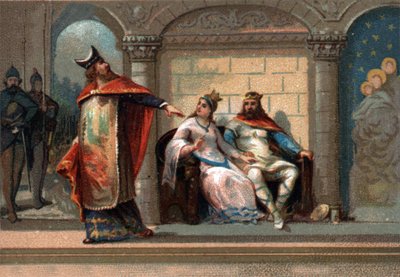 Caribert ou Cherebert, roi de Paris (561 - 567). Chromolithographie de la fin du 19e siècle - French School