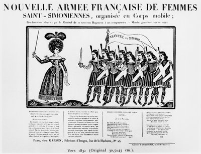 Caricature représentant la nouvelle armée française des femmes saint-simoniennes, c.1832 - French School