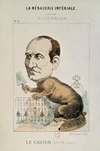 Caricature du Baron Georges Eugène Haussmann (1809-91) en castor, de 