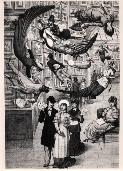 Caricature des visiteurs du Salon de Paris de 1880 - French School