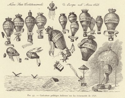 Caricature politique italienne sur les événements de 1848 (gravure) - French School