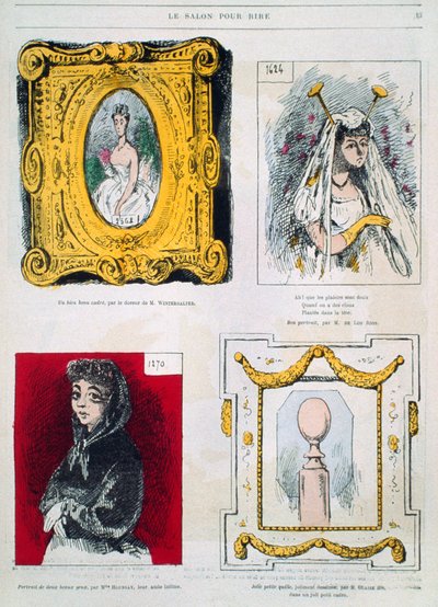 Caricatures de peintres, Franz Xavier Winterhalter, Glaize Fils, illustration de Le Salon pour Rire - French School