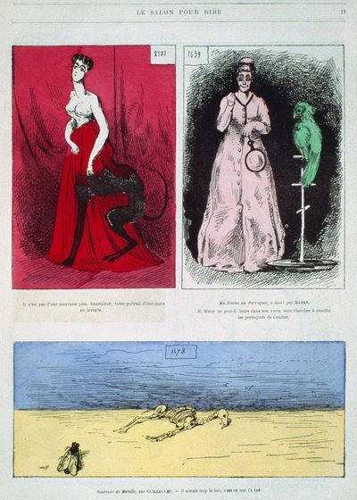 Caricatures de peintres, Henri Regnault, Édouard Manet, Gustave Guillaumet, illustration de Le Salon pour Rire - French School