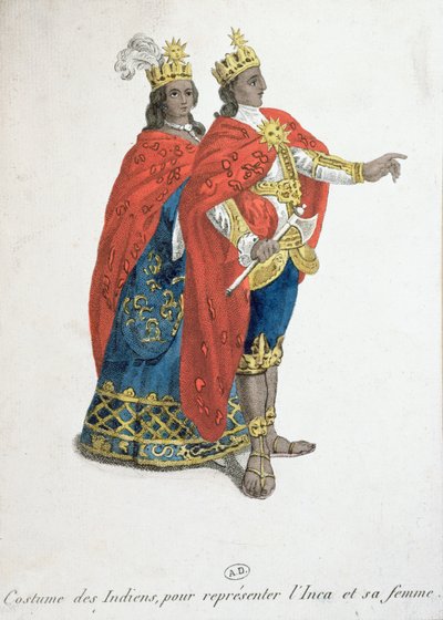 Costumes de carnaval représentant le roi et la reine Inca, fin du XVIIIe siècle - French School