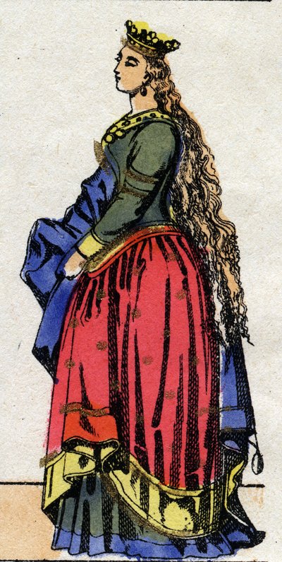 Dynastie carolingienne : Portrait de Judith de Bavière (805-843) Reine des Francs épouse de Louis Ier dit le Pieux ou « le Débonnaire » (778-840). Imagerie d