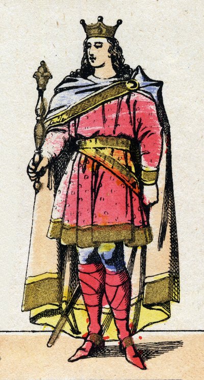 Dynastie carolingienne : Portrait de Louis V dit le Fainéant (967-987), roi des Francs de 986 à 987. Imagerie d