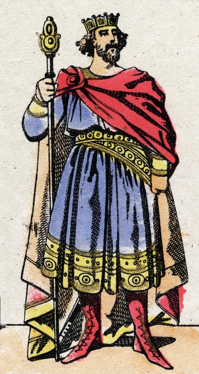 Dynastie carolingienne : Portrait de Raoul de France (ou Rodolphe, v. 890-936) roi des Francs de 923 à 936. Imagerie d
