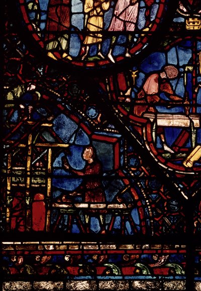 Charpentiers au travail, détail de la vie de Saint Julien l