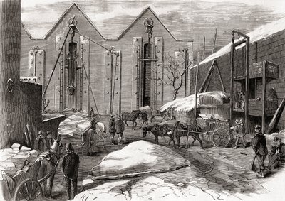 Transport de glace aux entrepôts de glace de M. Charles, Lindsey House, Londres, de 