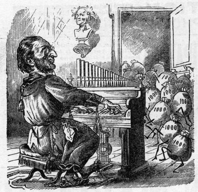 Caricature du compositeur allemand Richard Wagner - French School