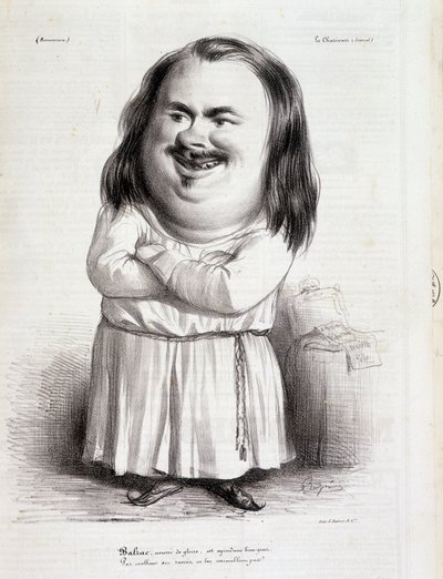 Caricature par Honoré de Balzac (1799-1850) et moine - dans « Charivari » du 12/10/1838 B.H.V.P. - French School