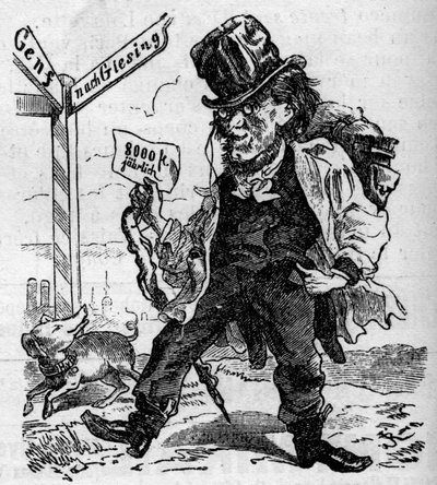 Caricature du compositeur allemand Richard Wagner - French School