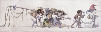 Caricature représentant la France comme le négrier de ses colonies, vers 1845-48 - French School