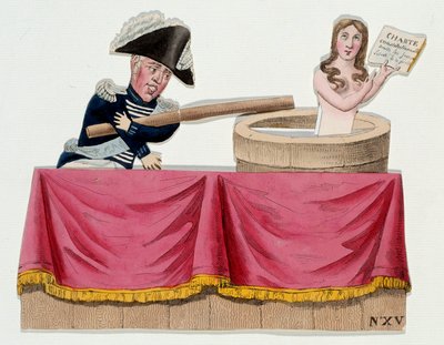 Caricature représentant le roi Charles X (1757-1836) sous forme de guignols niant la charte constitutionnelle au moment où le roi abolit la liberté de la presse en juillet 1830 (ordonnances de Saint-Cloud) - French School