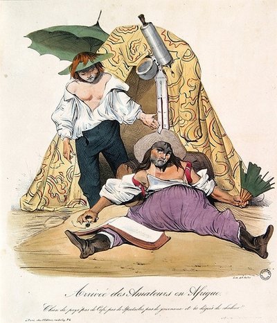 Caricature des artistes français en Algérie, vers 1830 - French School