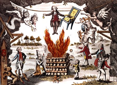 Caricature de Mirabeau, présidant le Club des Jacobins, 1789 - French School