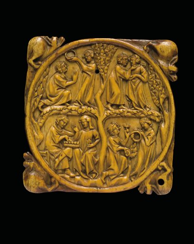 Couvercle de boîtier de miroir sculpté, Paris, vers 1310-20 - French School