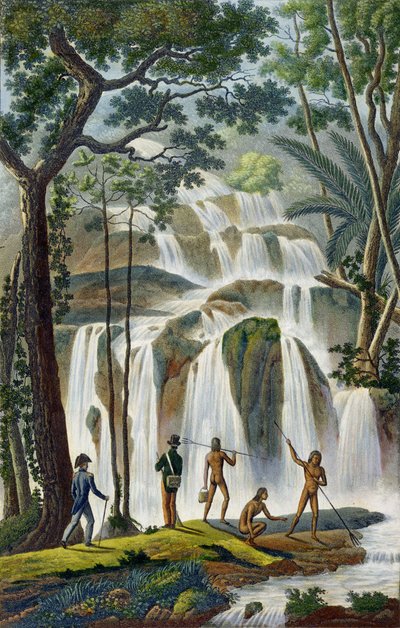 Cascade de Port Praslin, Nouvelle-Irlande, de Voyage autour du Monde, exécuté par Ordre du Roi sur La Corvette de Sa Majesté, La Coquille pendant les années 1822, 1823, 1824 et 1825, par Louis Isidore Dup - French School