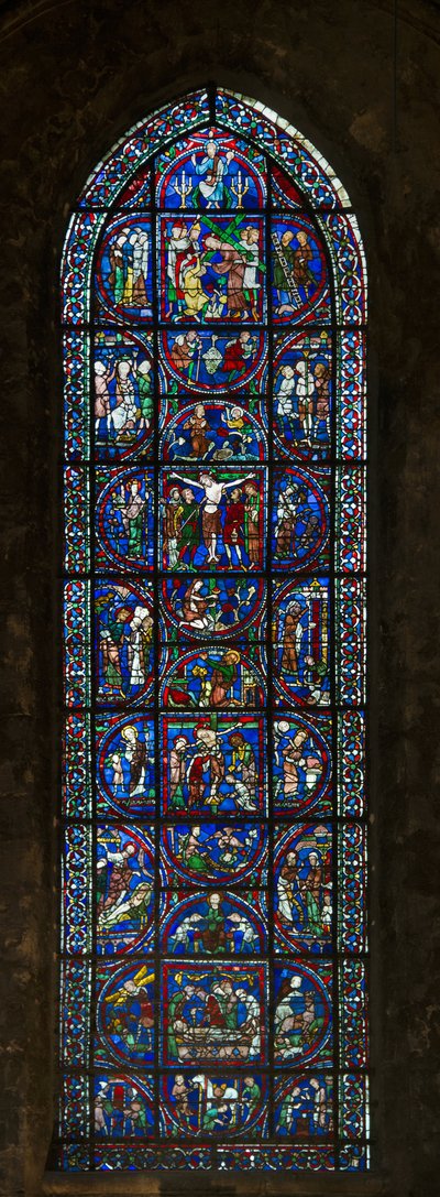 Cathédrale de Chartres, vitrail : typologie de la passion - French School