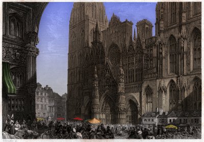 Cathédrale de Rouen (gravure, vers 1850) - French School