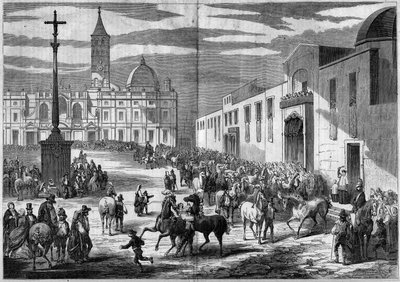 Fête catholique - Saint Antoine : bénédiction des chevaux sur la place de l