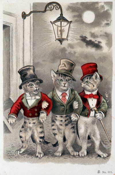 Chats en situation - carte postale début 20ème siècle - French School