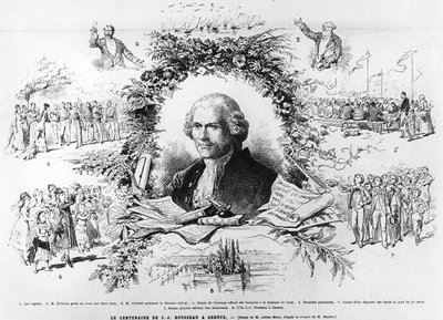 Célébrations à Genève pour le centenaire de la mort de Jean-Jacques Rousseau, illustration de Le Monde Illustré, 1878 - French School
