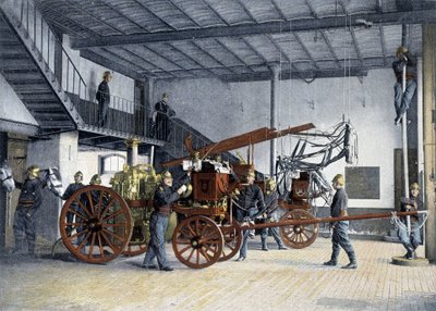 Poste central, appel au feu - dans "Album militaire" - brigade des pompiers - French School