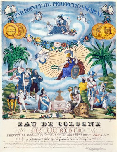 Certificat pour une Eau de Cologne fabriquée par J.F. Vourloud, vers 1825 - French School