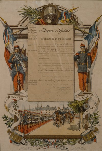 Certificat de bonne conduite, 37e Régiment d