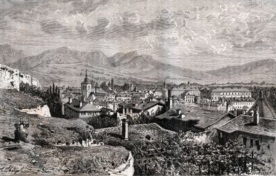 Chambéry - Savoie - gravure dans "La France illustrée : géographie, histoire, administration statistique" par V.A. Malt-Brown. 1884 - French School