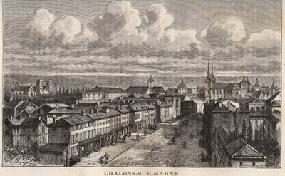 Champagne-Ardenne, Marne (51), Châlons-sur-Marne (actuel Châlons-en-Champagne) - gravure dans "France illustrée : géographie, histoire, administration statistique" par V.A. Malt-Brown. 1884 - French School