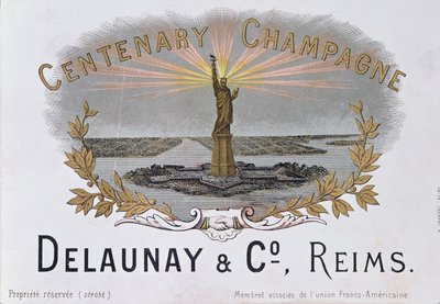 Étiquette de champagne de la maison Delaunay & Co. célébrant le centenaire de l