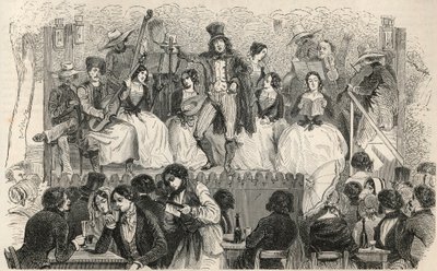 Champs-Élysées - Chanteurs devant le café Morel - Gravure dans « Tableau-de-Paris » par Edmond Texier 1852 - French School