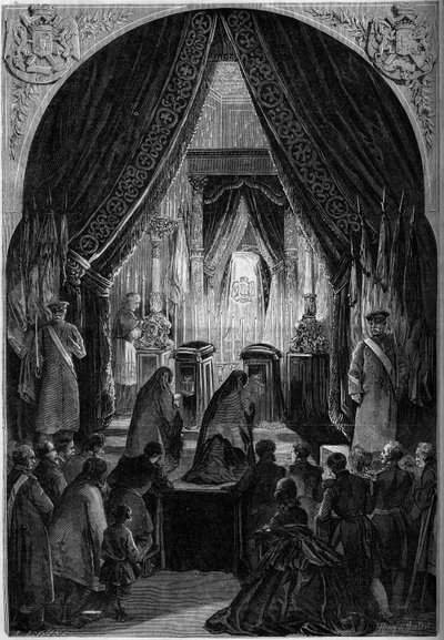Chapelle ardente lors des funérailles du Comte Philippe Antoine Ornano (1784-1863), Maréchal d