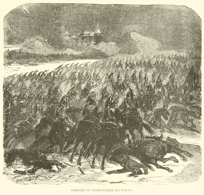 Charge des cuirassiers à Eylau (gravure) - French School
