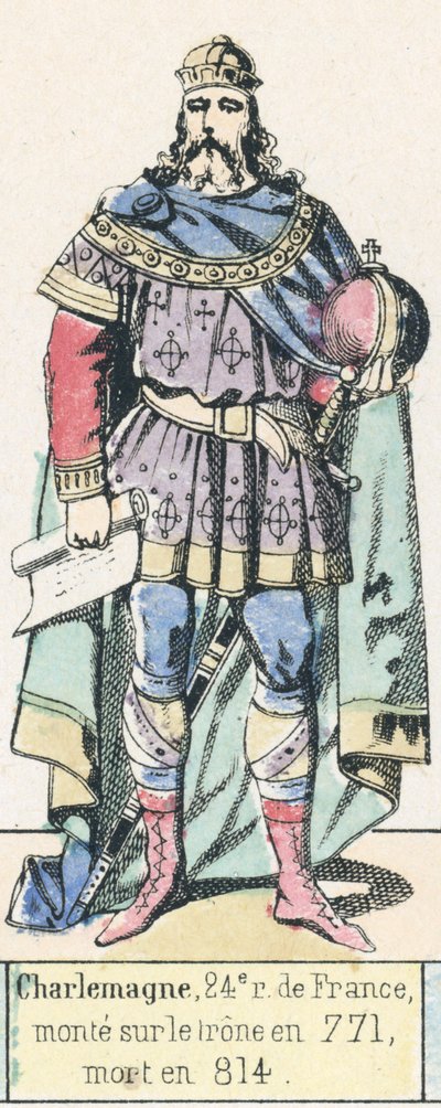 Charlemagne, 24e roi de France, monte sur le trône en 771, mort en 814 - French School